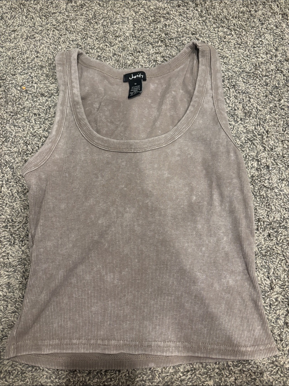 Justify Ribbed Taupe Scoop Neck Tank Top